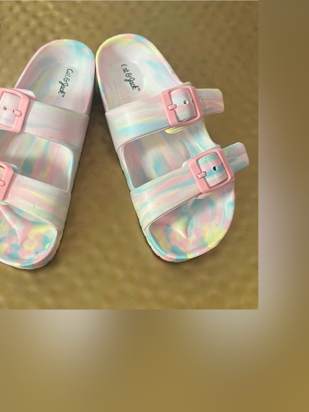 Cat & Jack Kids' Noa Slip On Multicolor Buckle Sandals Size 4